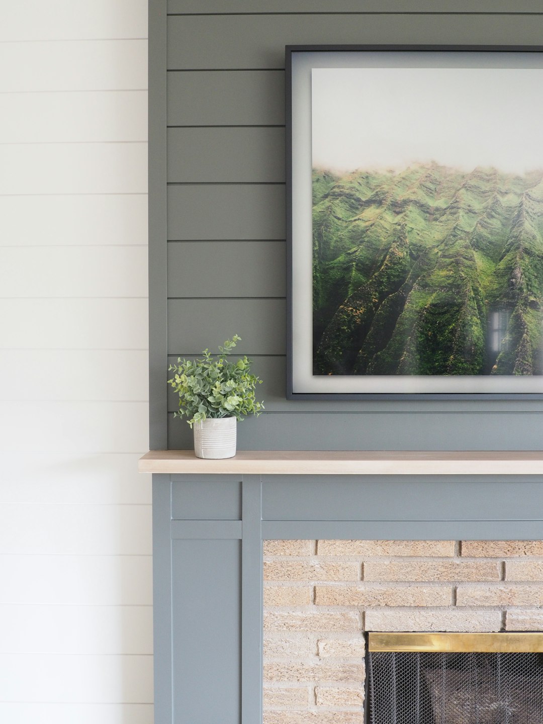 Cozy farmhouse reading nook with shiplap wall and pampas grass