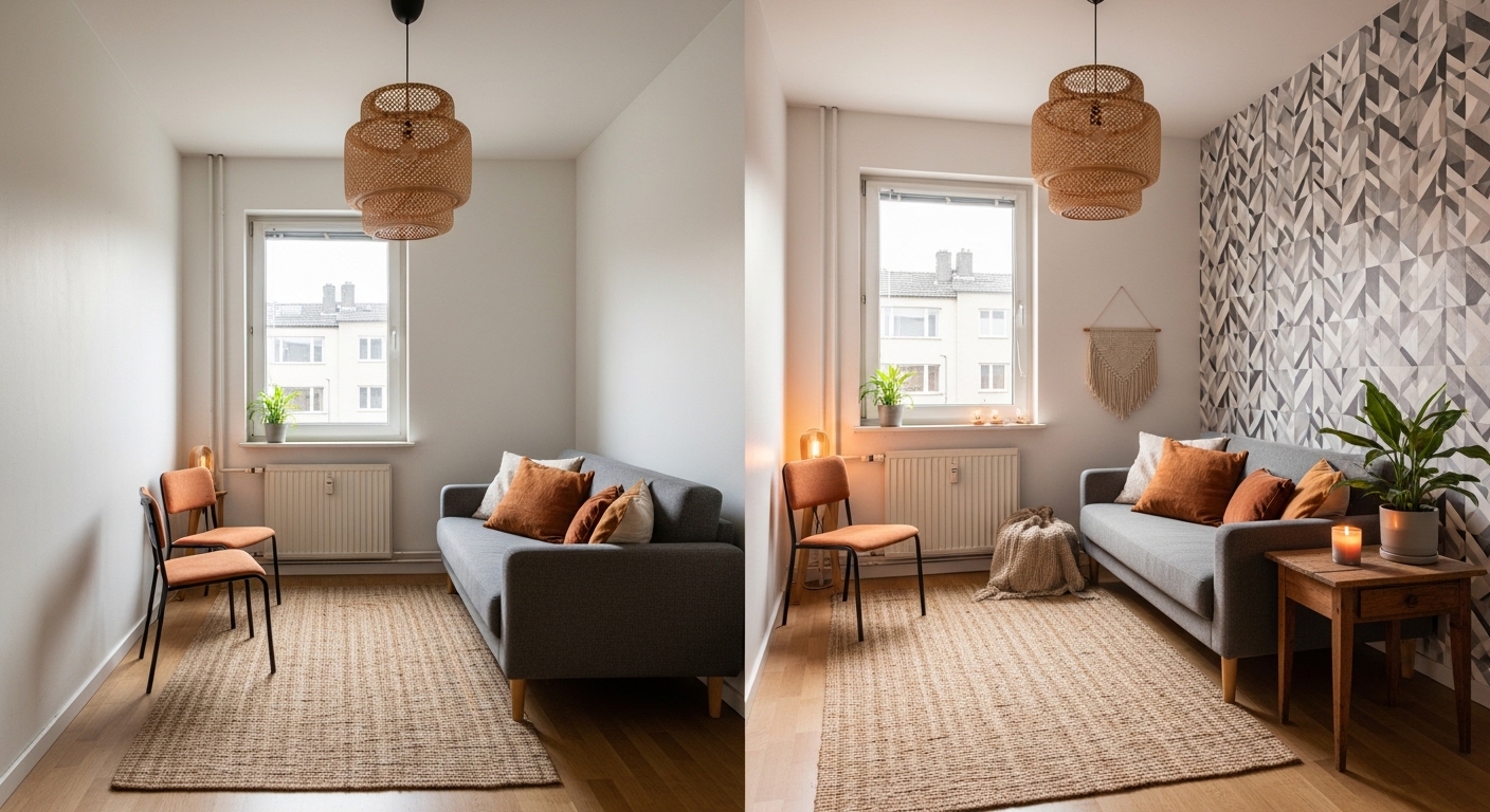 Budget small living room makeover before and after transformation