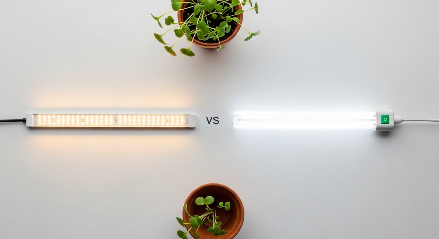 LED grow light bar and T5 fluorescent tube comparison
