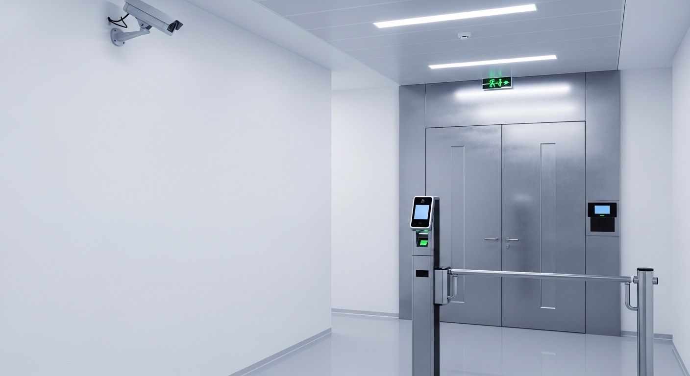 Biometric security entrance to a data center facility