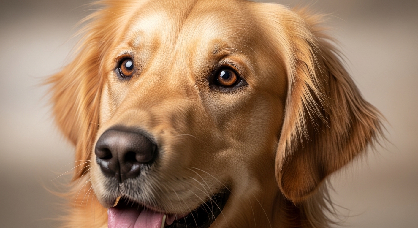 close-up portrait of golden retriever with warm brown eyes