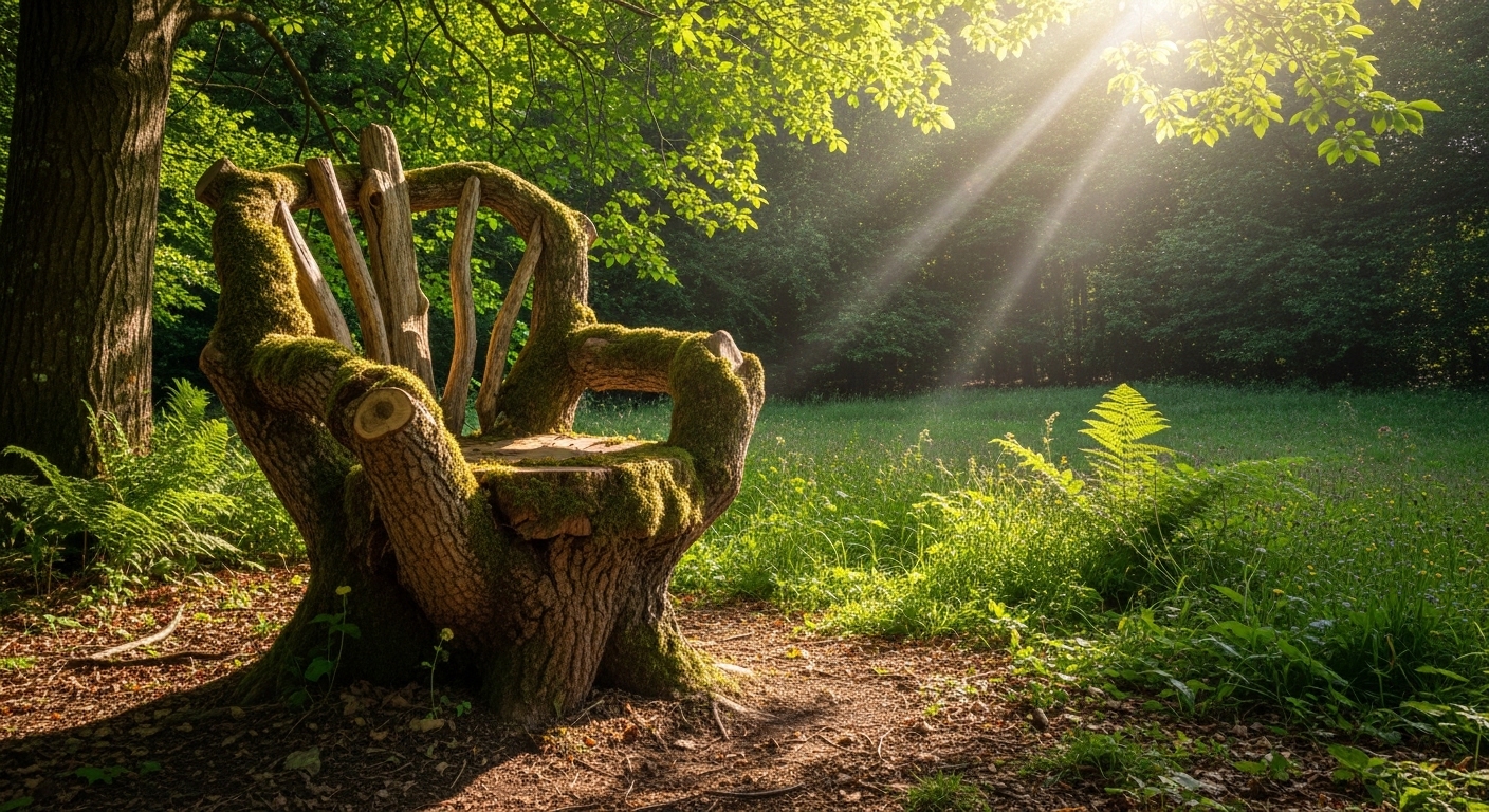 Living tree shaped into a natural chair