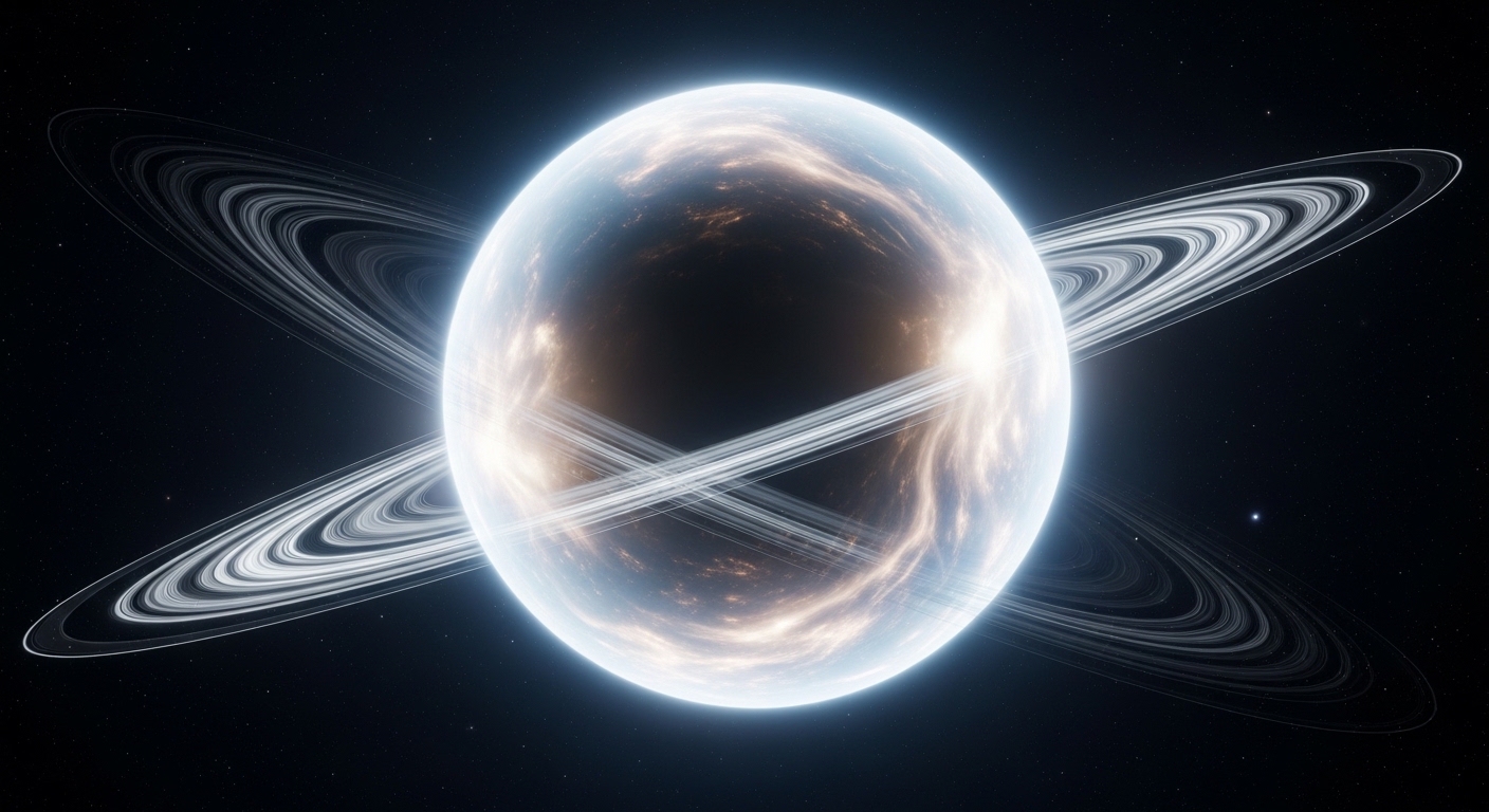 Planet warping spacetime with gravitational distortion