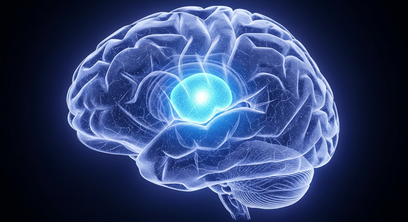 Brain diagram highlighting the circadian rhythm control center