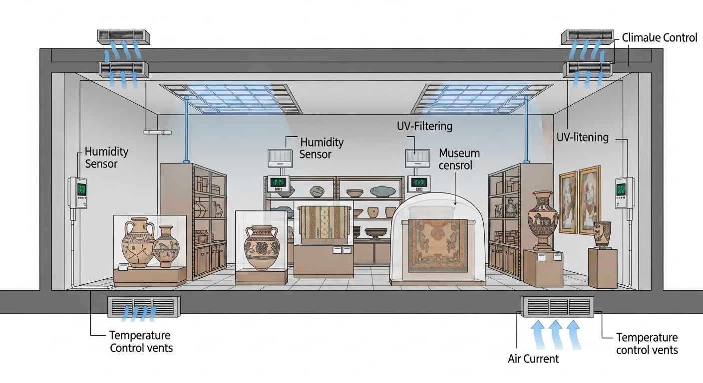 Diagram of museum climate control systems