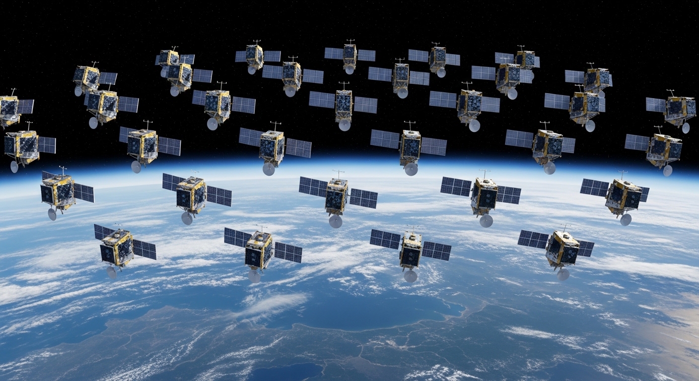 Commercial satellite constellation in low Earth orbit formation