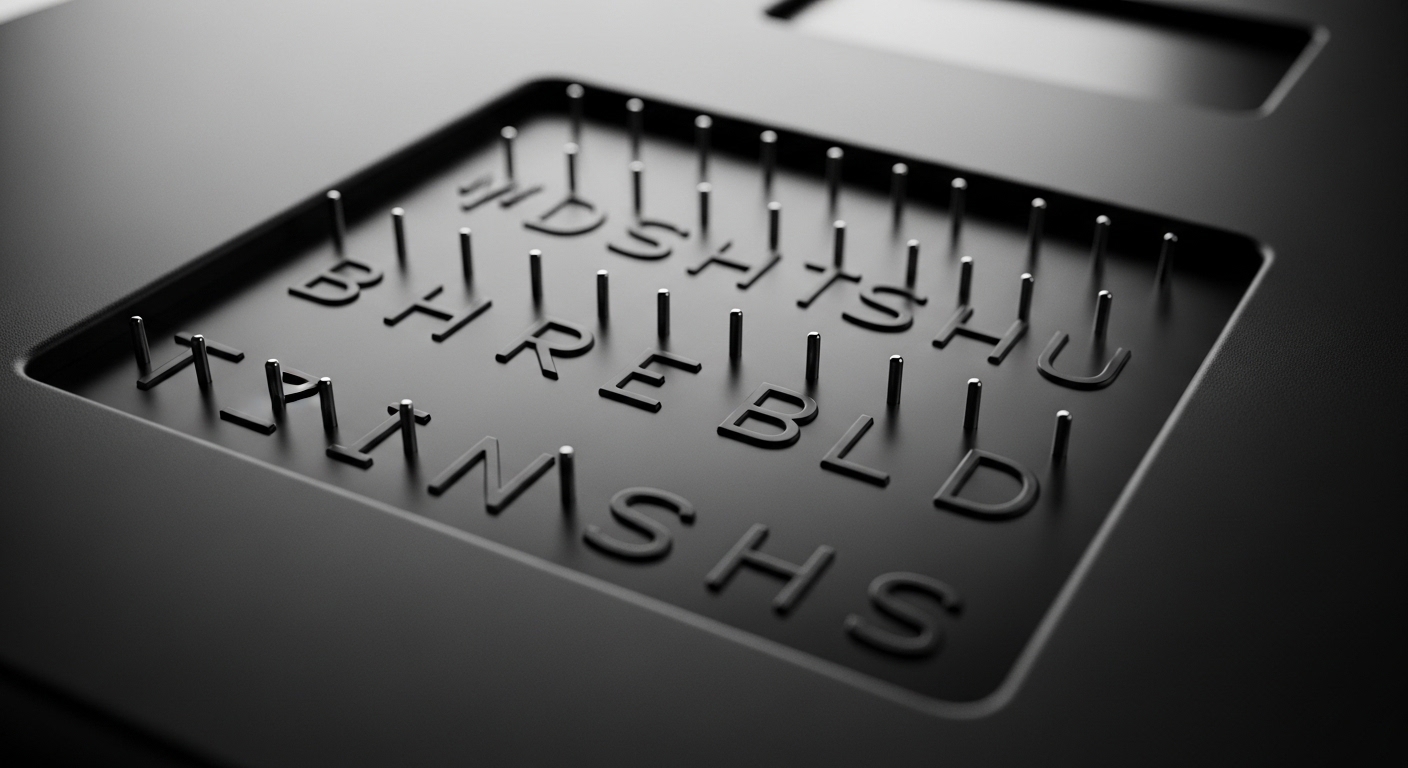 Close-up of Braille display pins