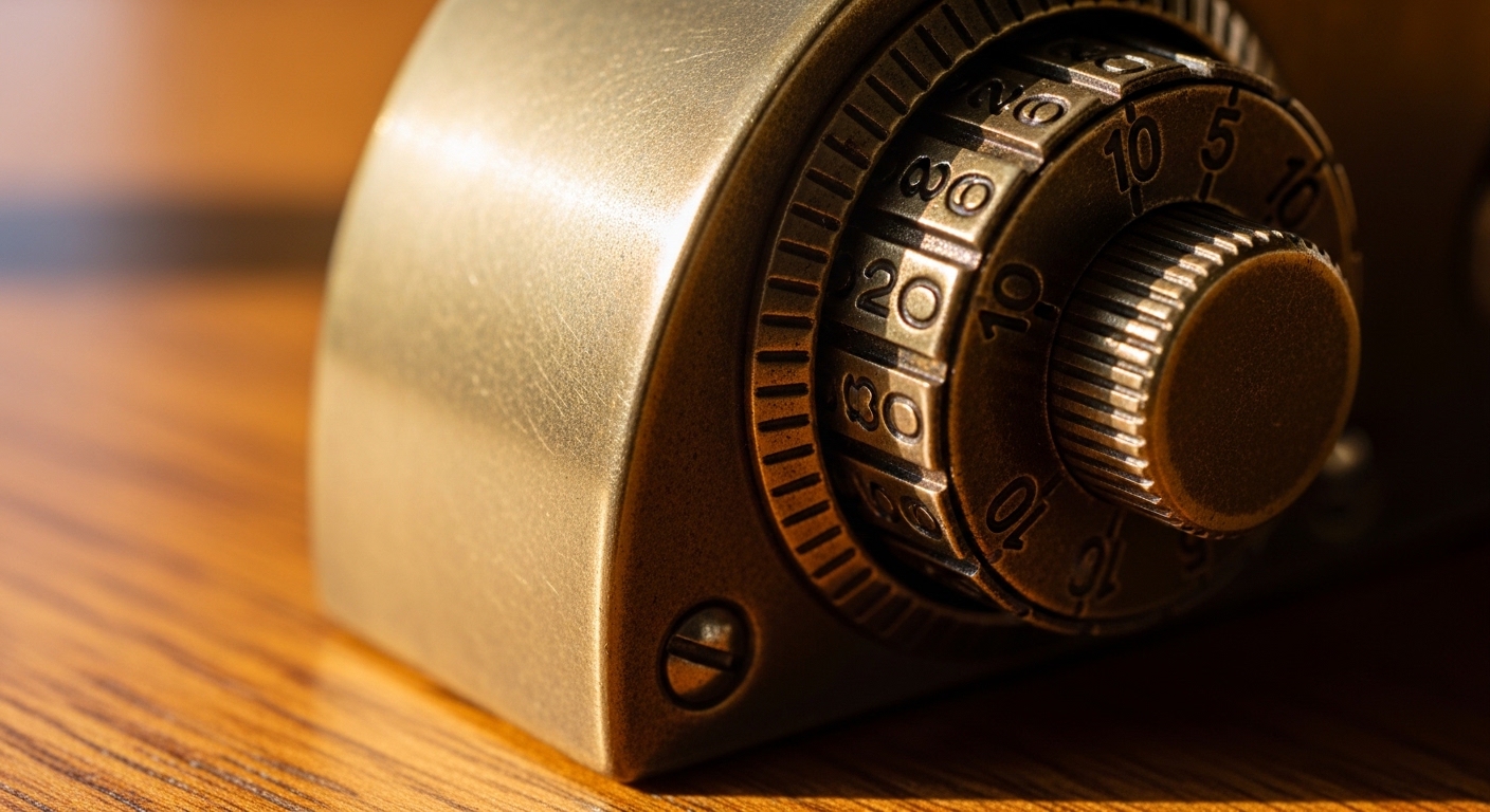 Close-up of combination lock representing encryption