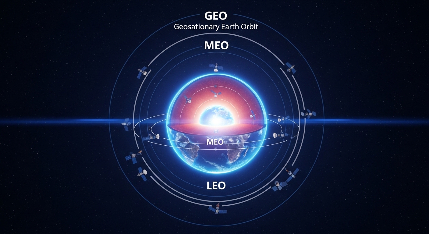 Earth orbital zones LEO MEO GEO diagram