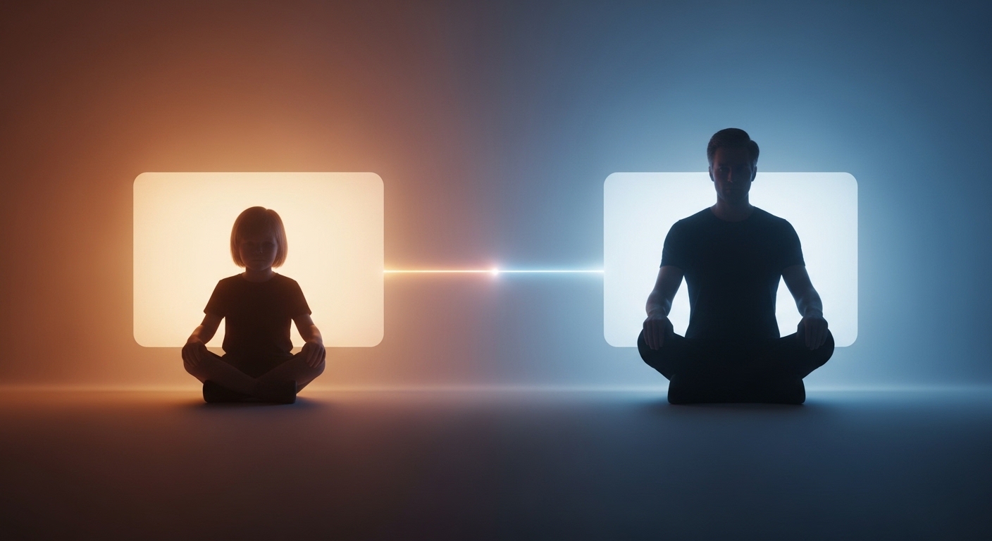 Child and adult connected by nostalgic gaming memory