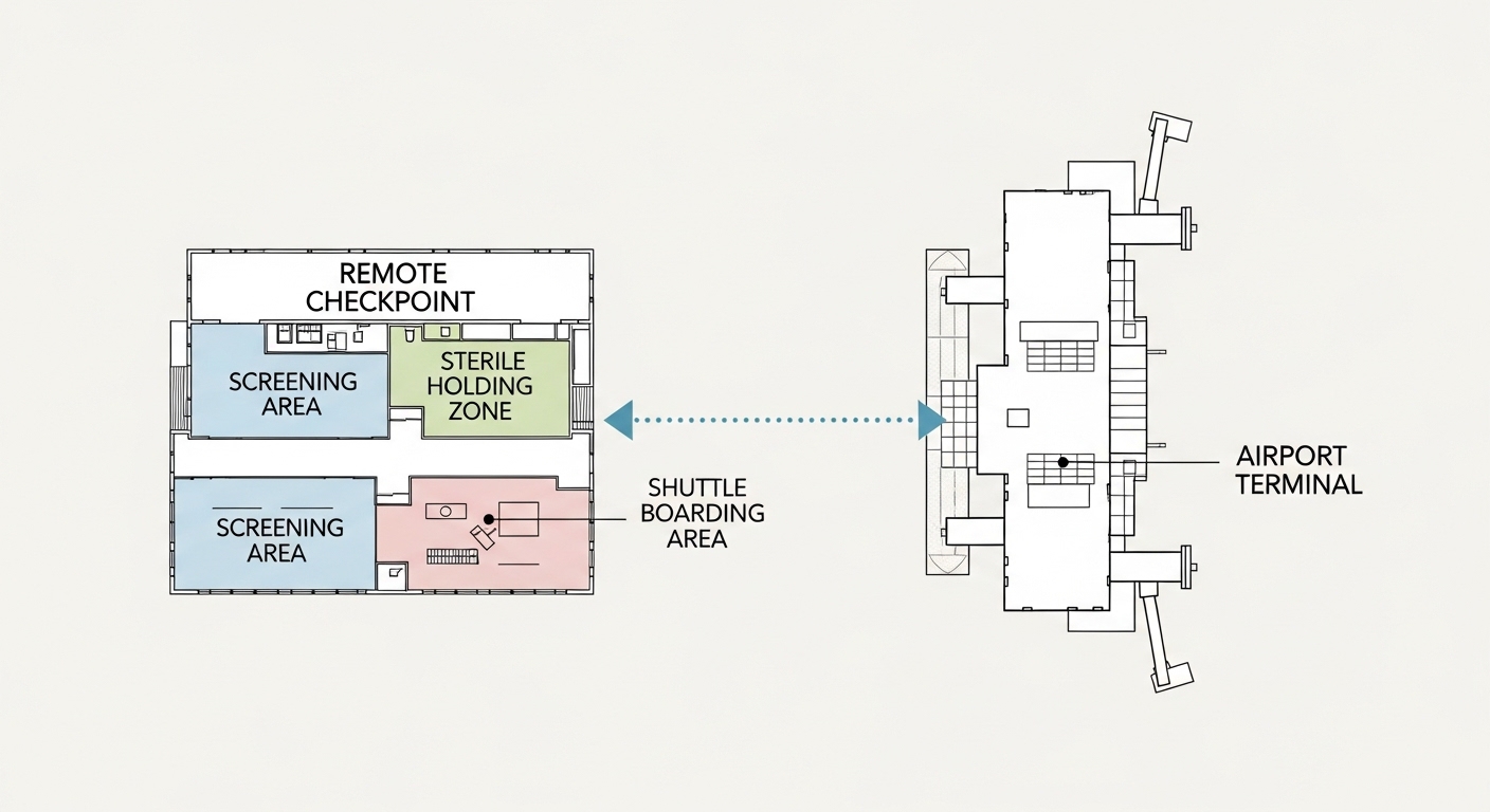 Diagram of remote checkpoint layout and secure corridor