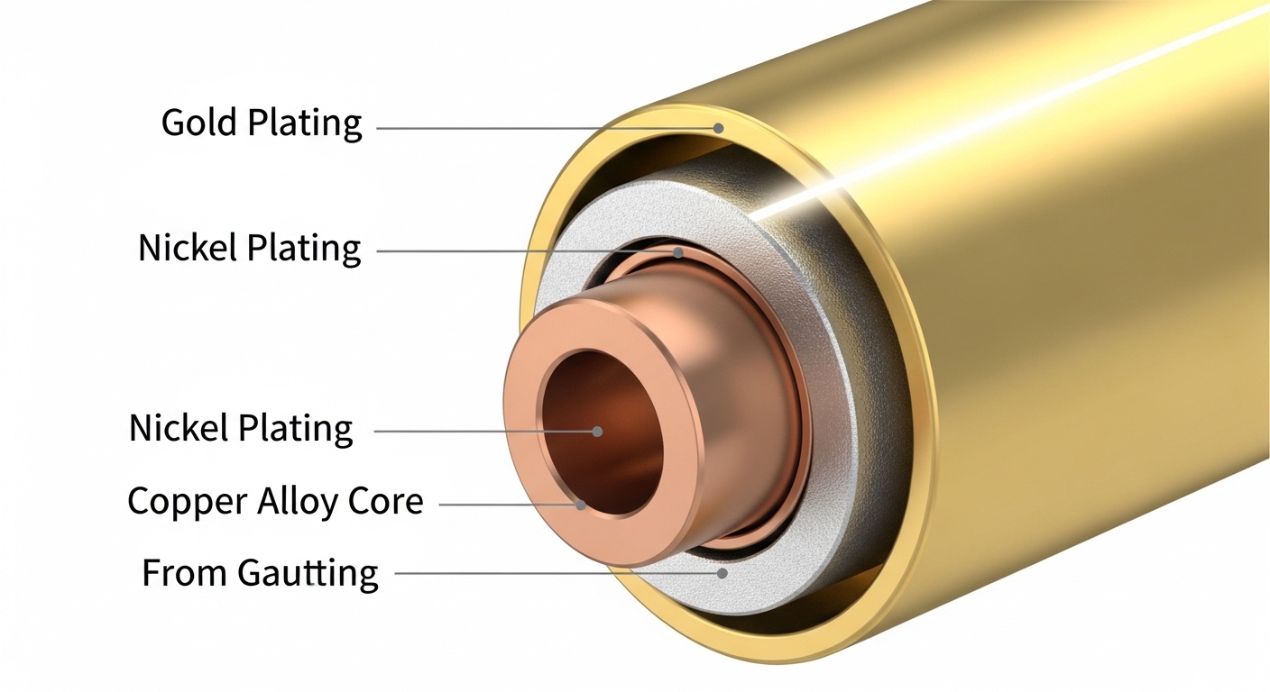 Cross-section diagram of gold-plated electrical connector