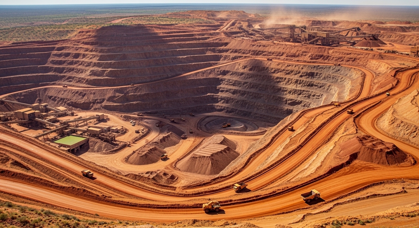 Aerial view of open-pit gold mining operation