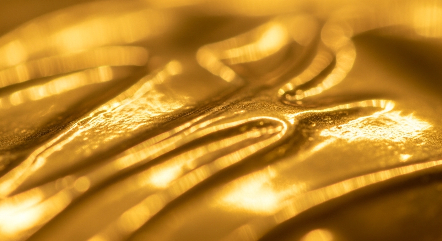 Macro close-up of polished gold surface