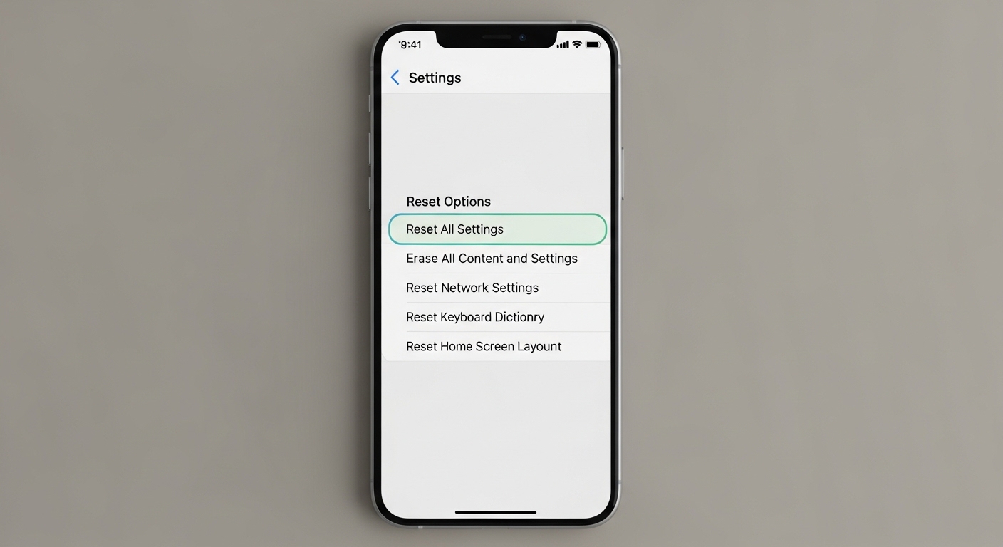 スマートフォンの設定リセット画面のイメージ