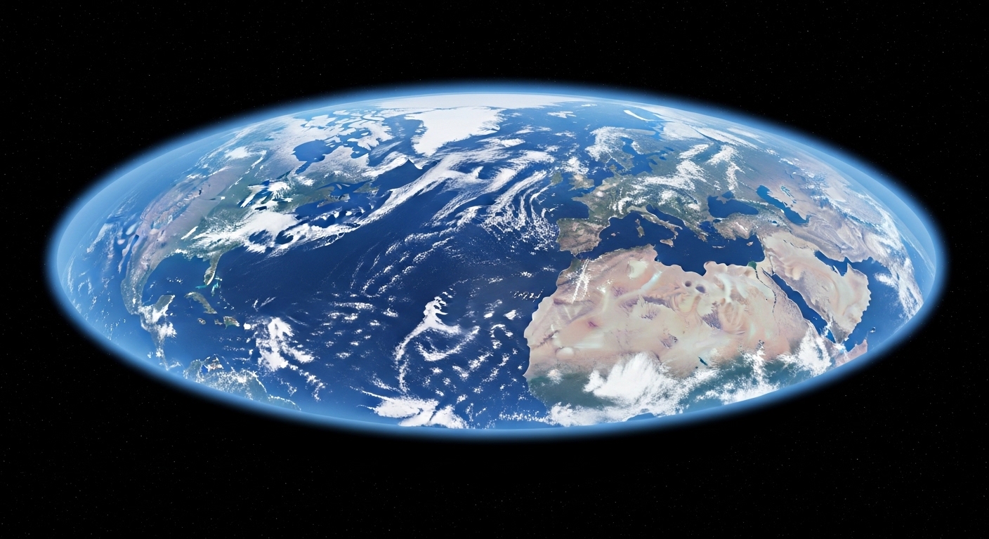 Earth from orbit showing equatorial bulge and polar flattening