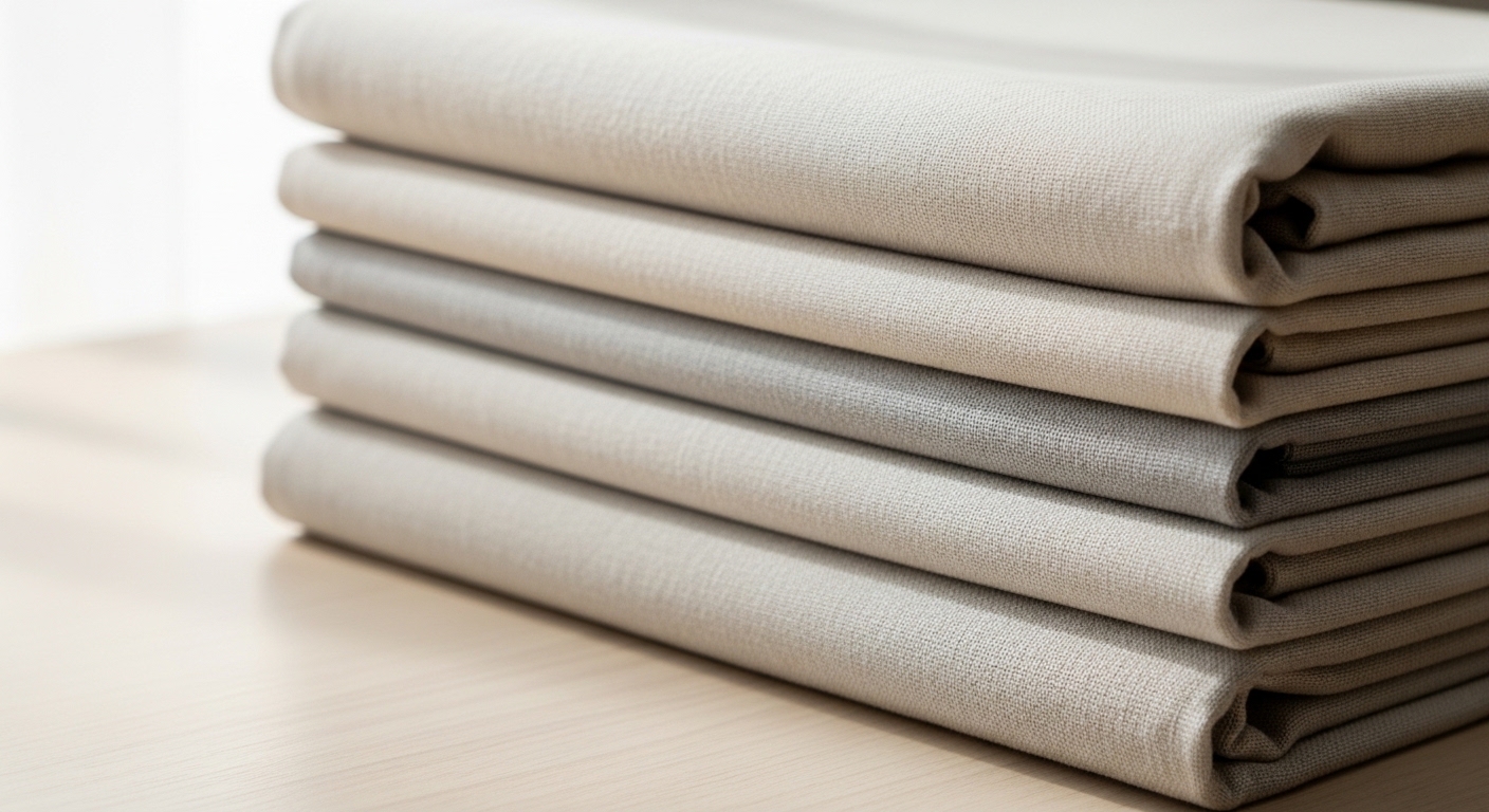 Sábanas de lino dobladas para dormir en verano