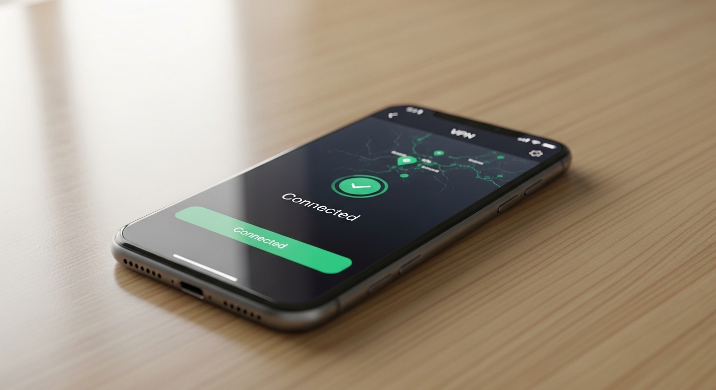 هاتف ذكي يعرض تطبيق VPN متصل