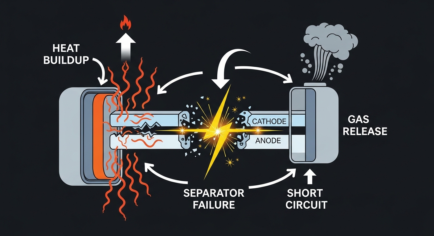 Diagramm des thermischen Durchbruchs in einer Batteriezelle