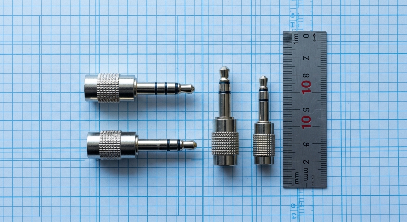 Perbandingan ukuran jack 2.5mm dan 3.5mm dari atas