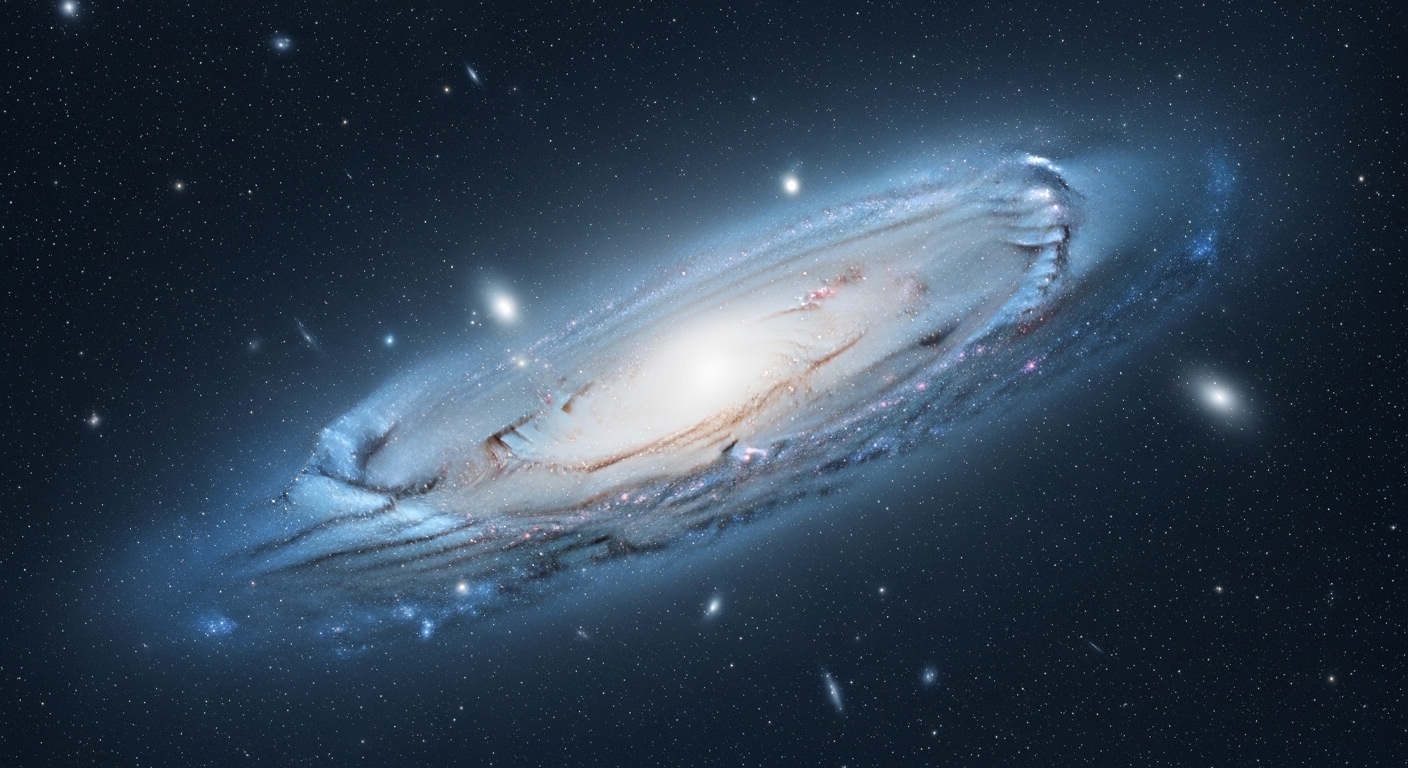 Galaxy with glowing active nucleus overhead view