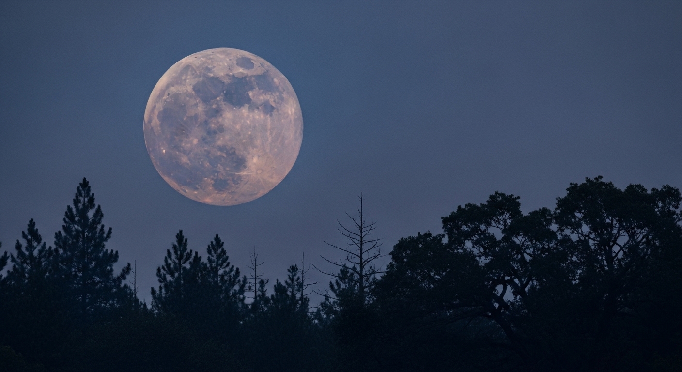 Mond mit blauem Schimmer durch atmosphärische Partikel