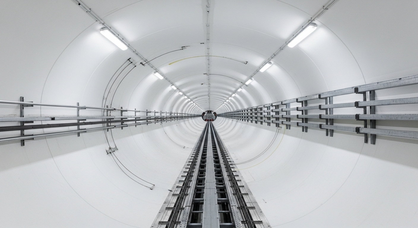 Inside a LIGO detector beam tube corridor