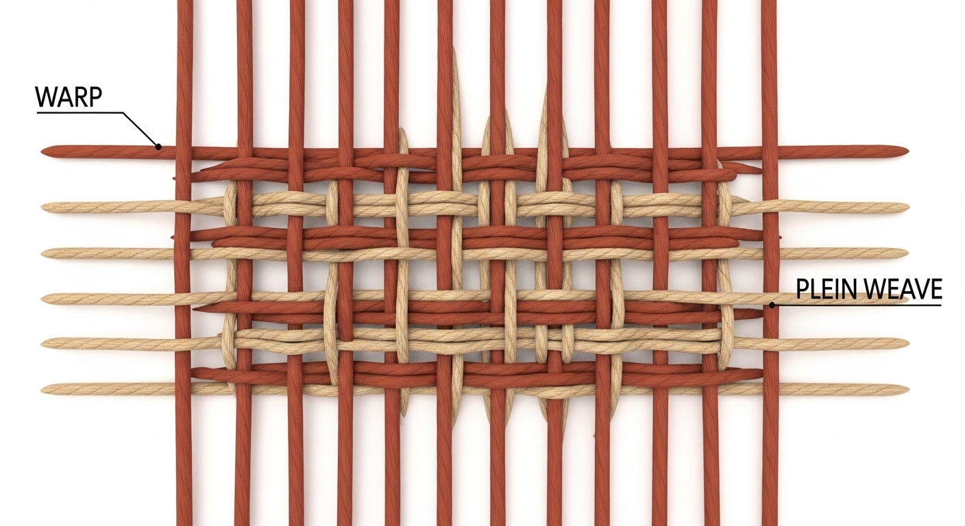Diagram of warp and weft thread interlacing in weaving