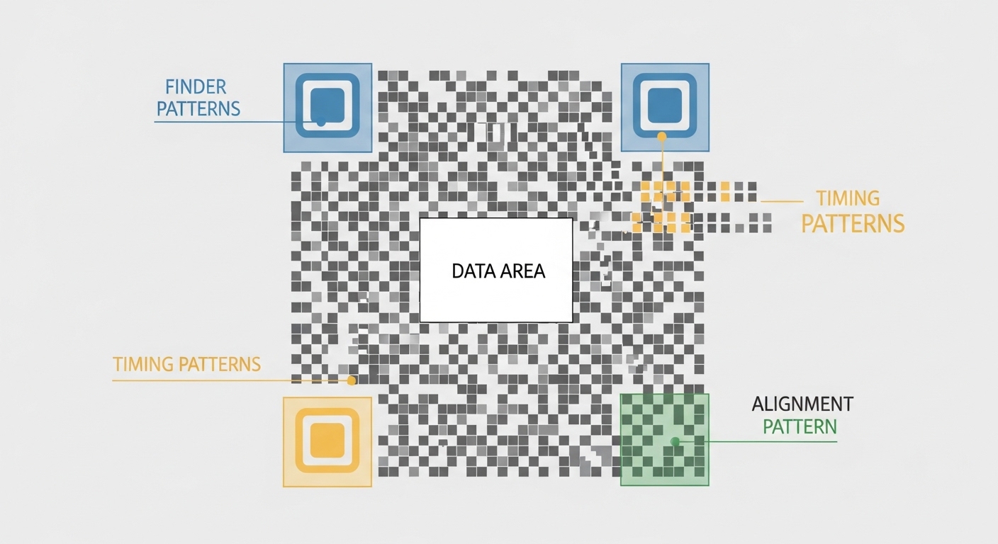 Diagram anatomi zona-zona dalam kode QR
