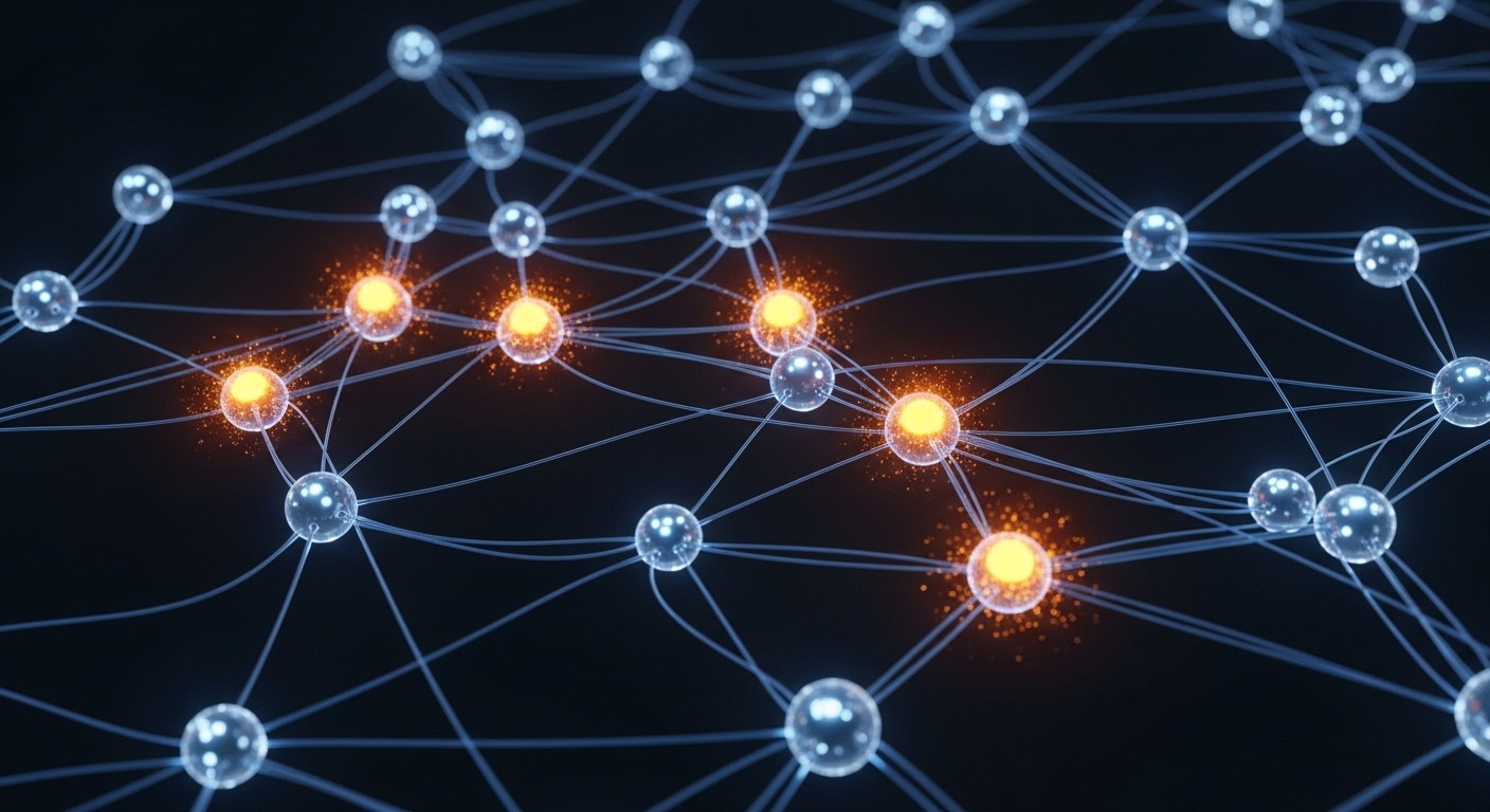 Neural network diagram with highlighted uncertain pathways