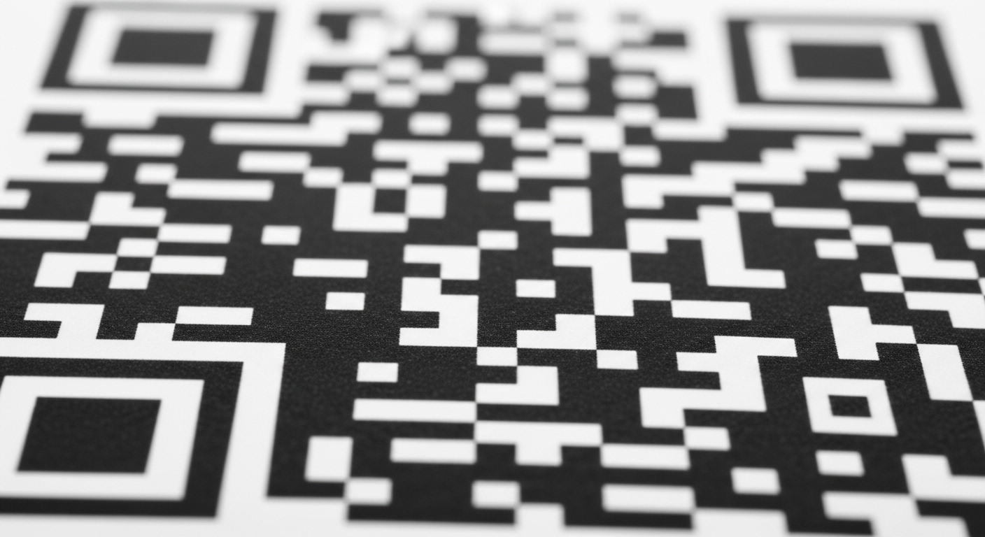 Detail close-up pola modul kode QR