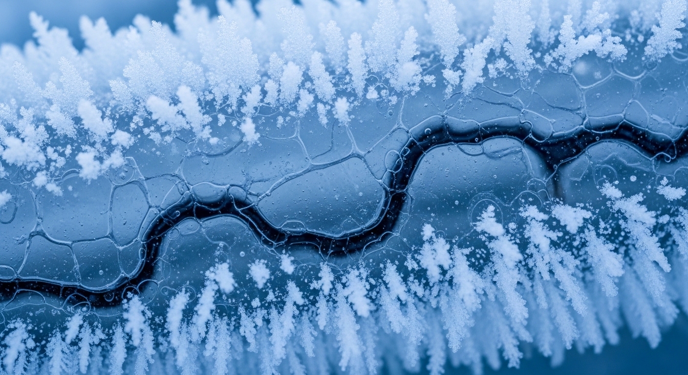 Close-up texture of brinicle ice tube surface