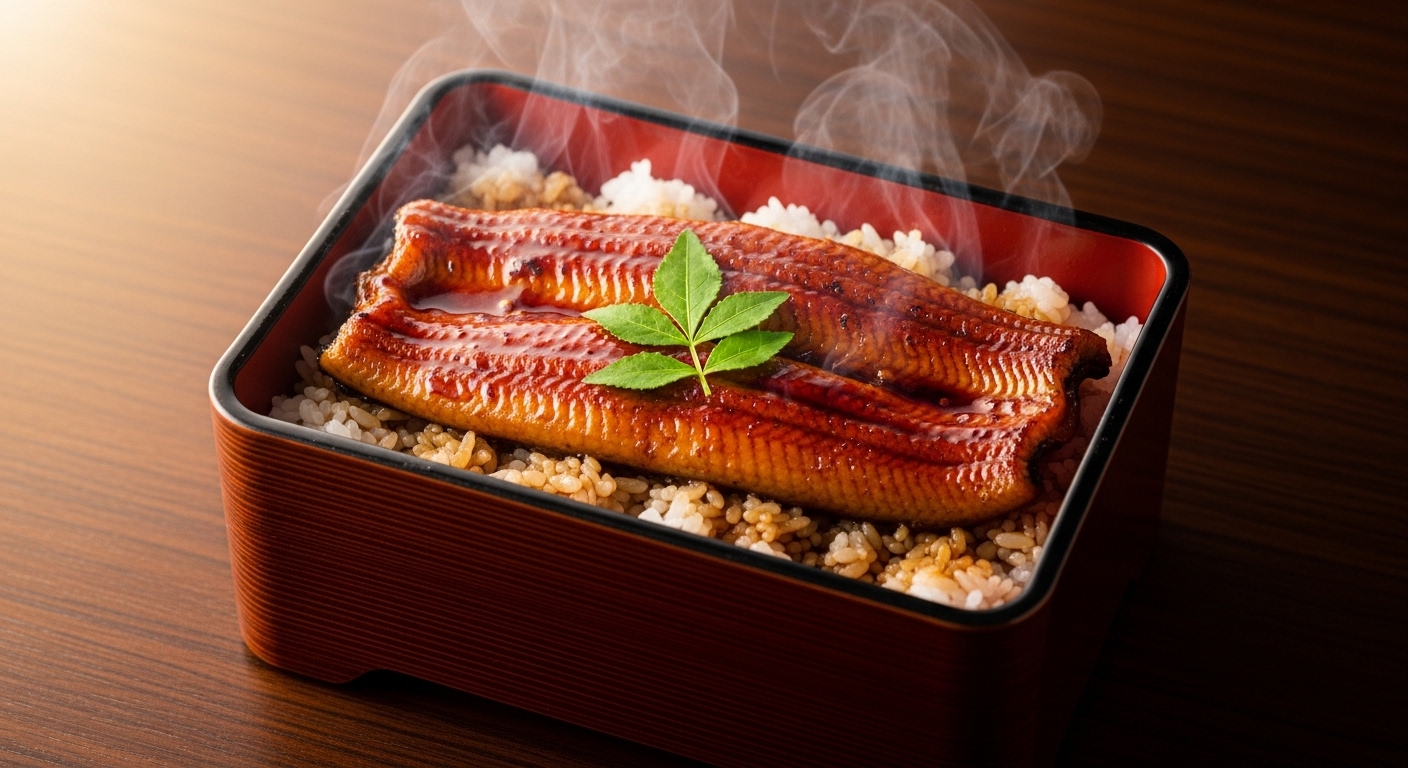 伝統的なウナギの蒲焼き重箱