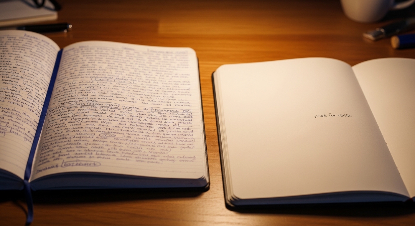 Two notebooks side by side on a desk