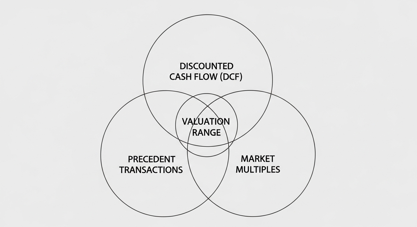Diagram showing three startup valuation methods