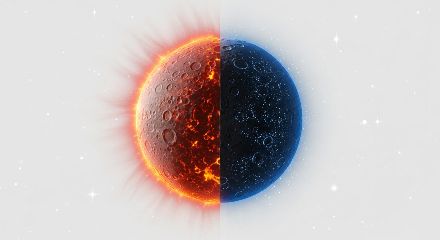 水星の昼夜の温度差を示す図解イメージ