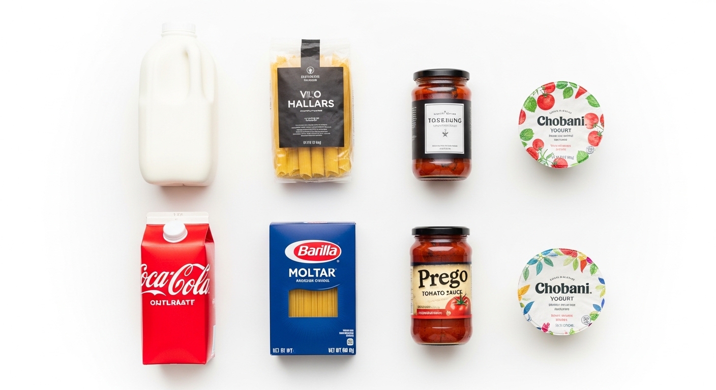 Overhead comparison of white-label and branded food products