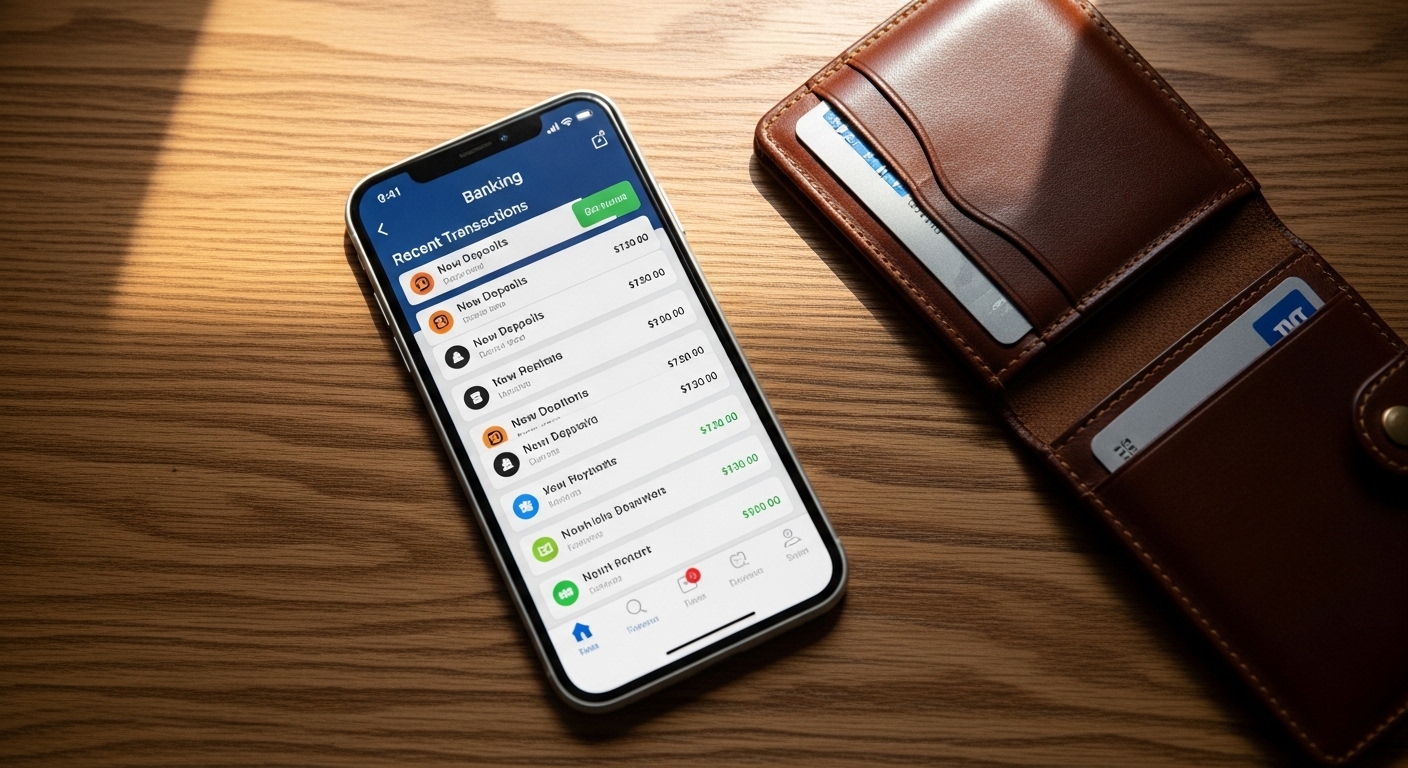 Teléfono con notificaciones bancarias en tiempo real