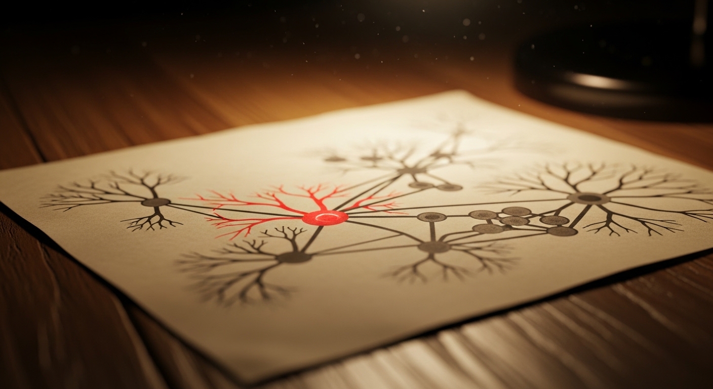 Neural network diagram showing fading nodes and connections