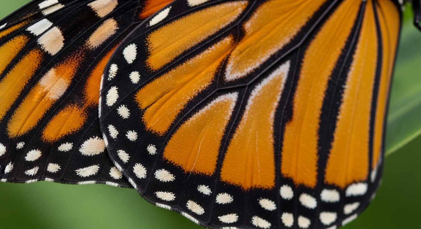 Monarch butterfly wing pattern close-up