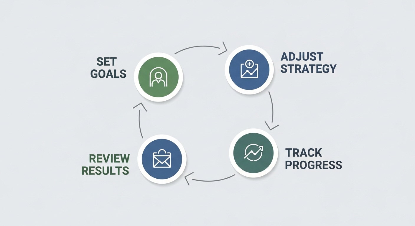 Diagram showing KPI lifecycle with four stages