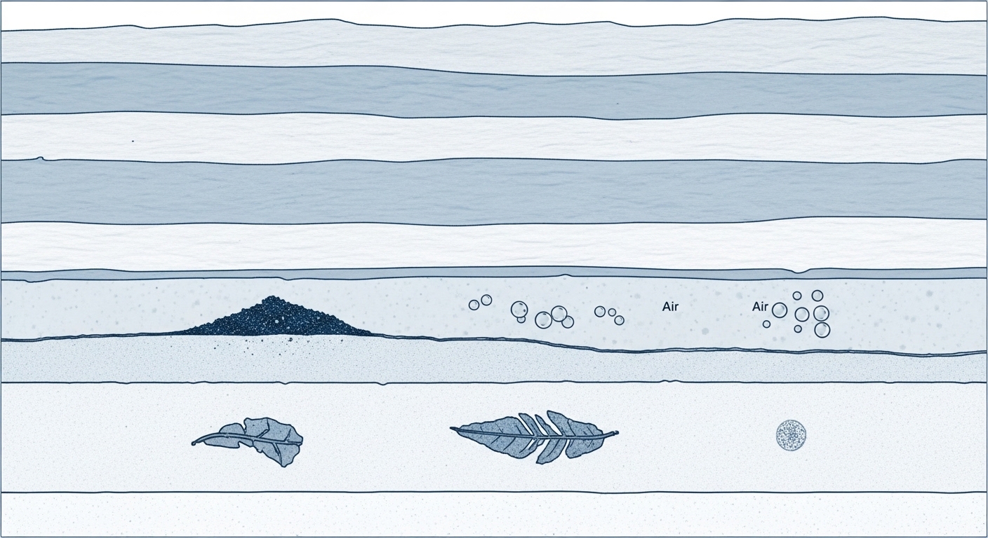 Cross-section diagram of glacial ice preservation layers