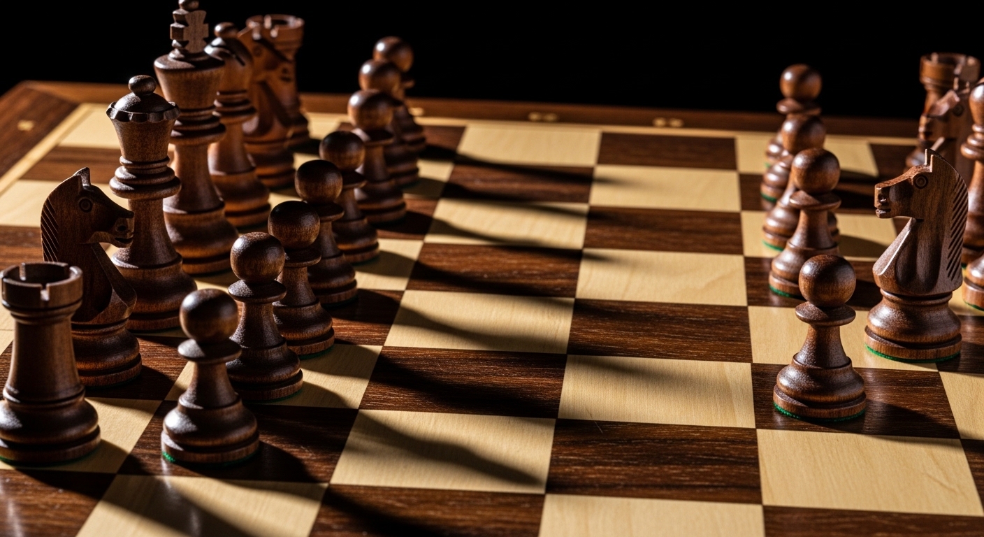 Chess board showing strategic imbalance between players