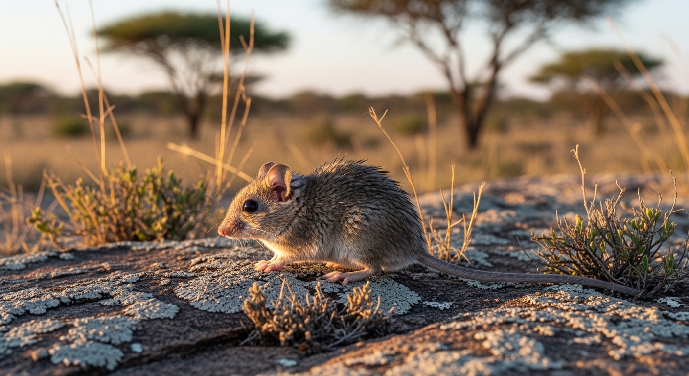 Spiny mouse on rocky surface in natural habitat