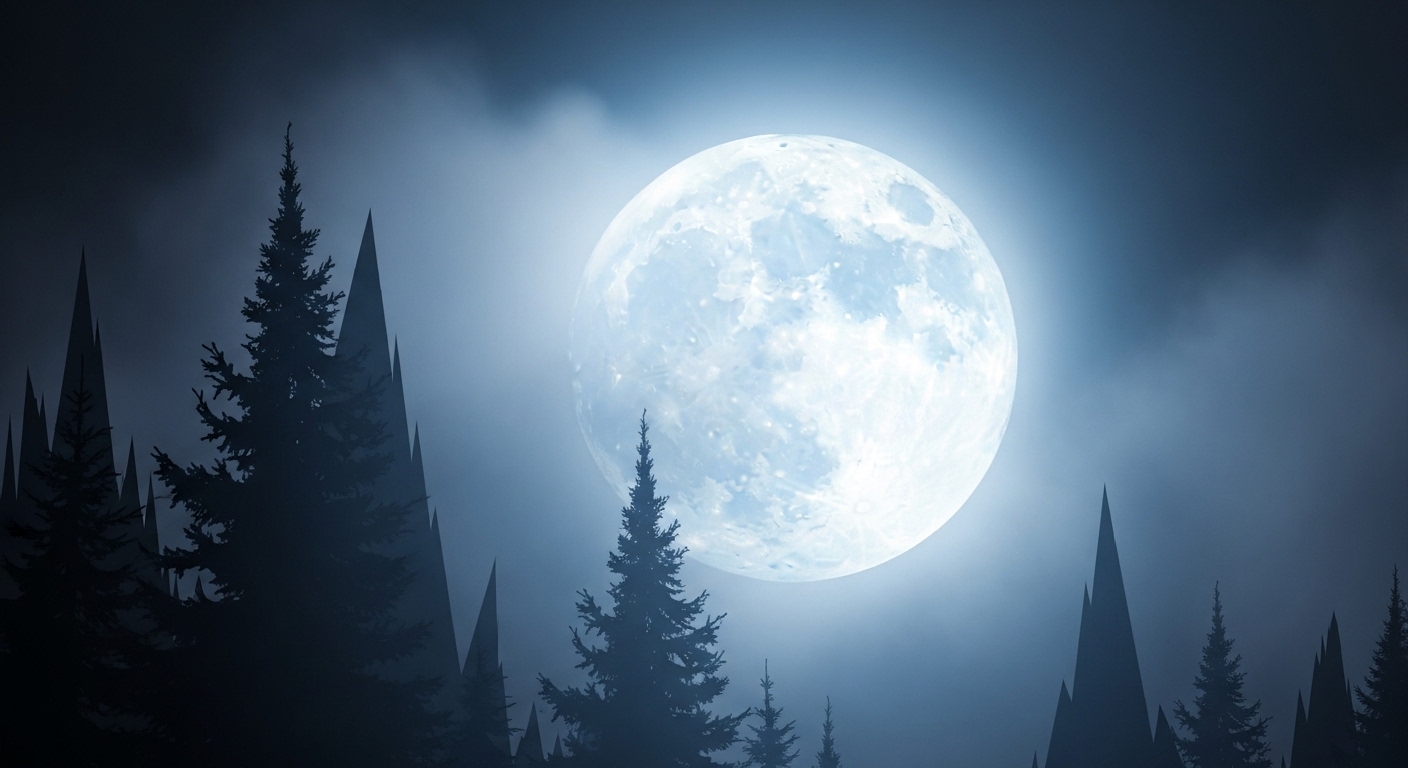 Bulan purnama berwarna kebiruan di balik kabut asap