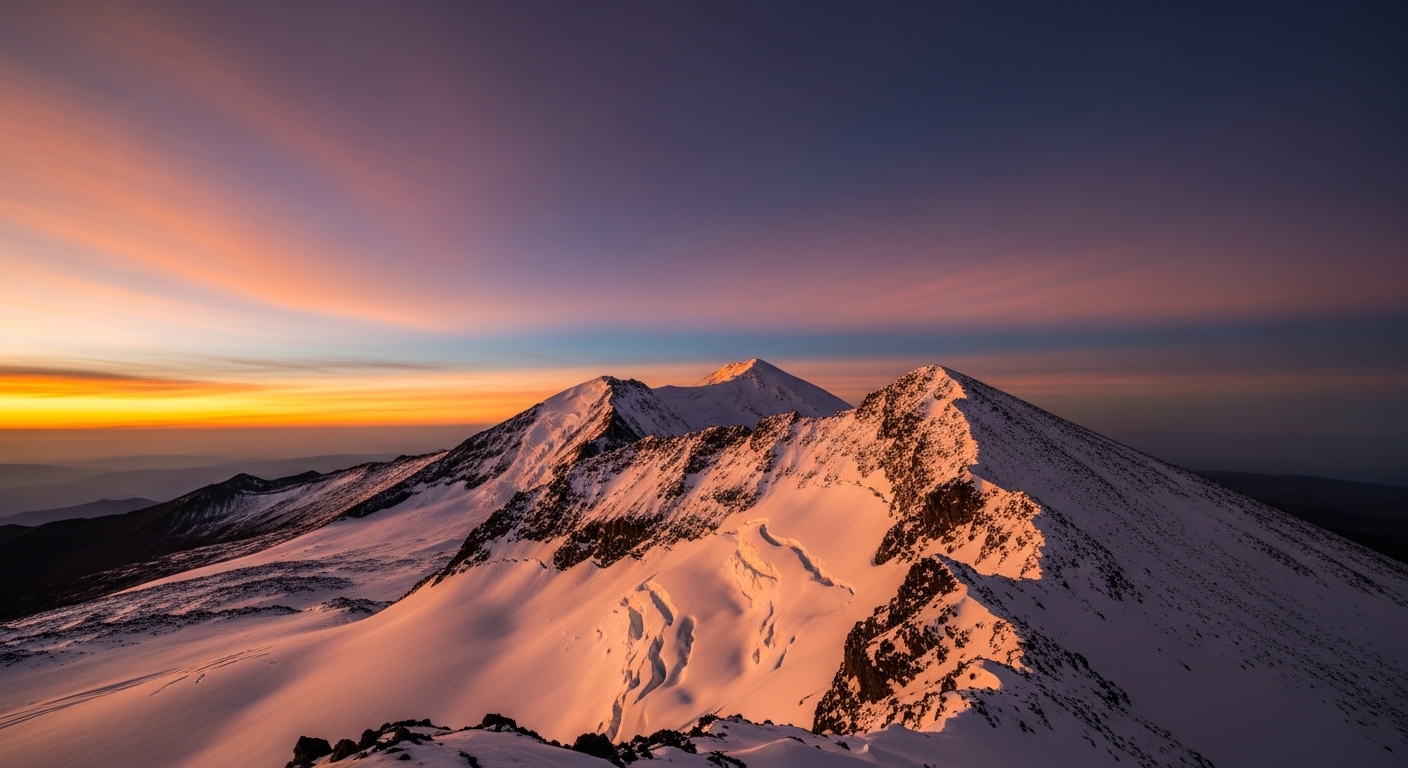 High-altitude Andean volcanic summit with ice and snow