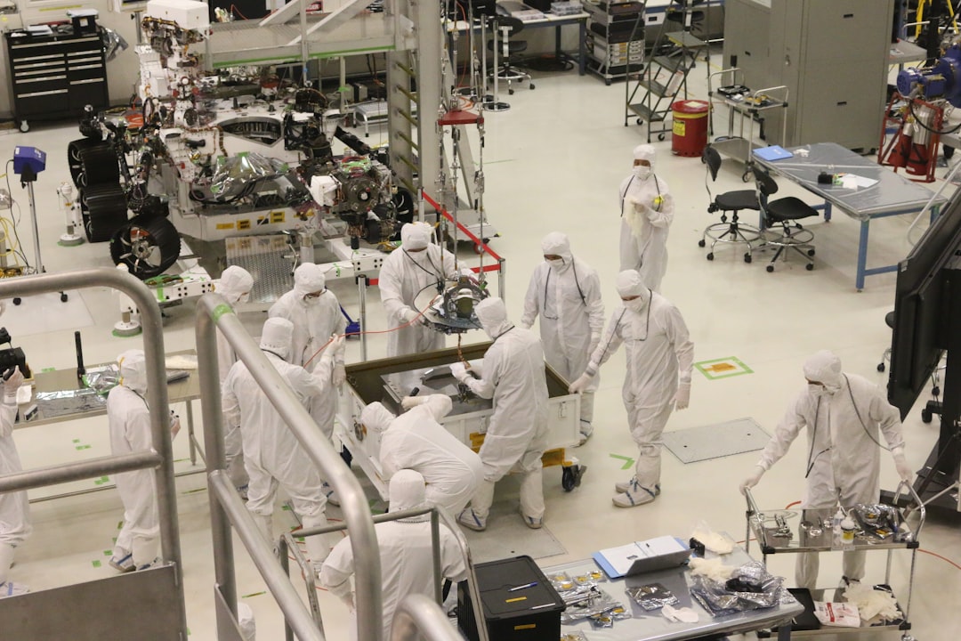 Interior of a semiconductor chip fabrication clean room
