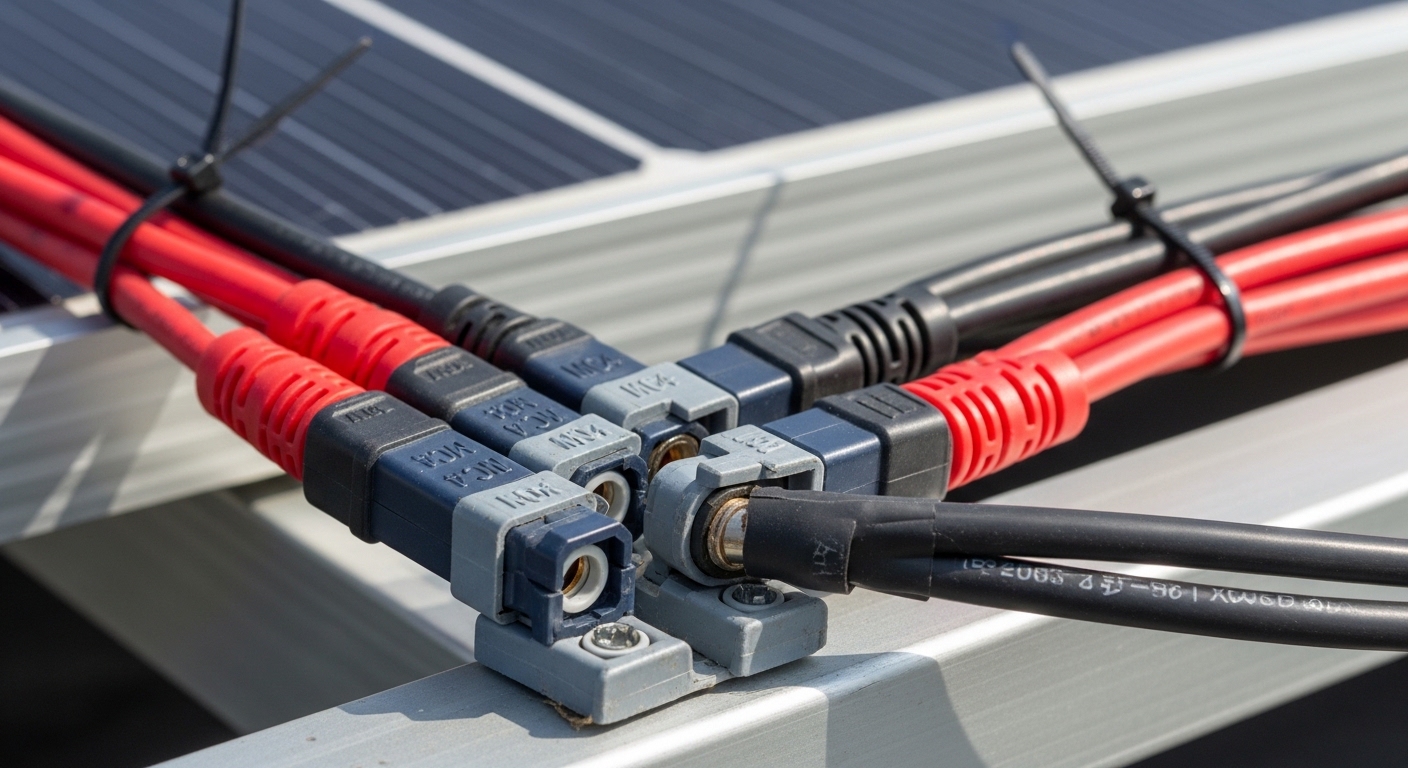 Connecteurs MC4 et câblage DC de panneaux solaires
