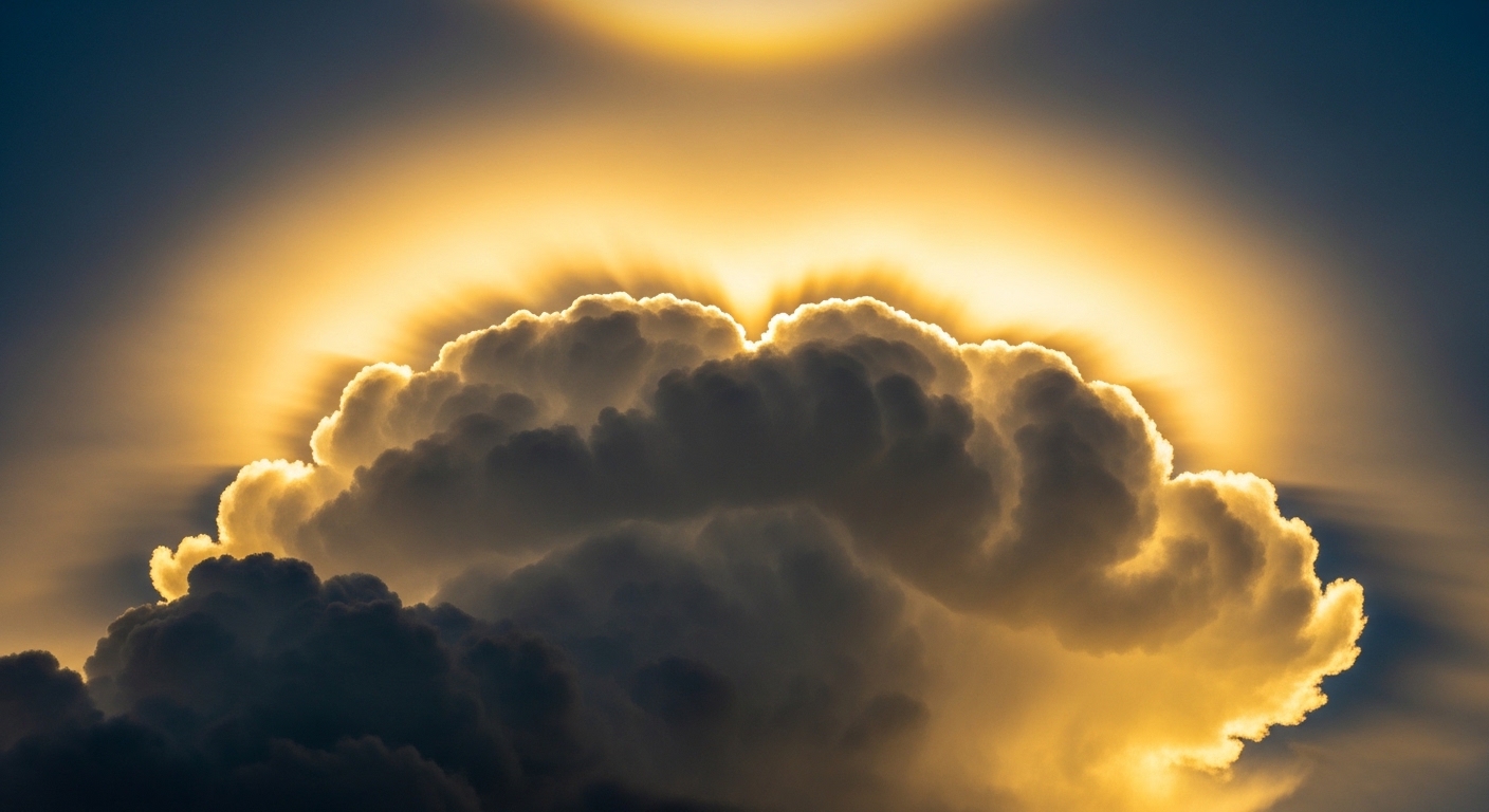 Borde luminoso de nube con luz solar intensa
