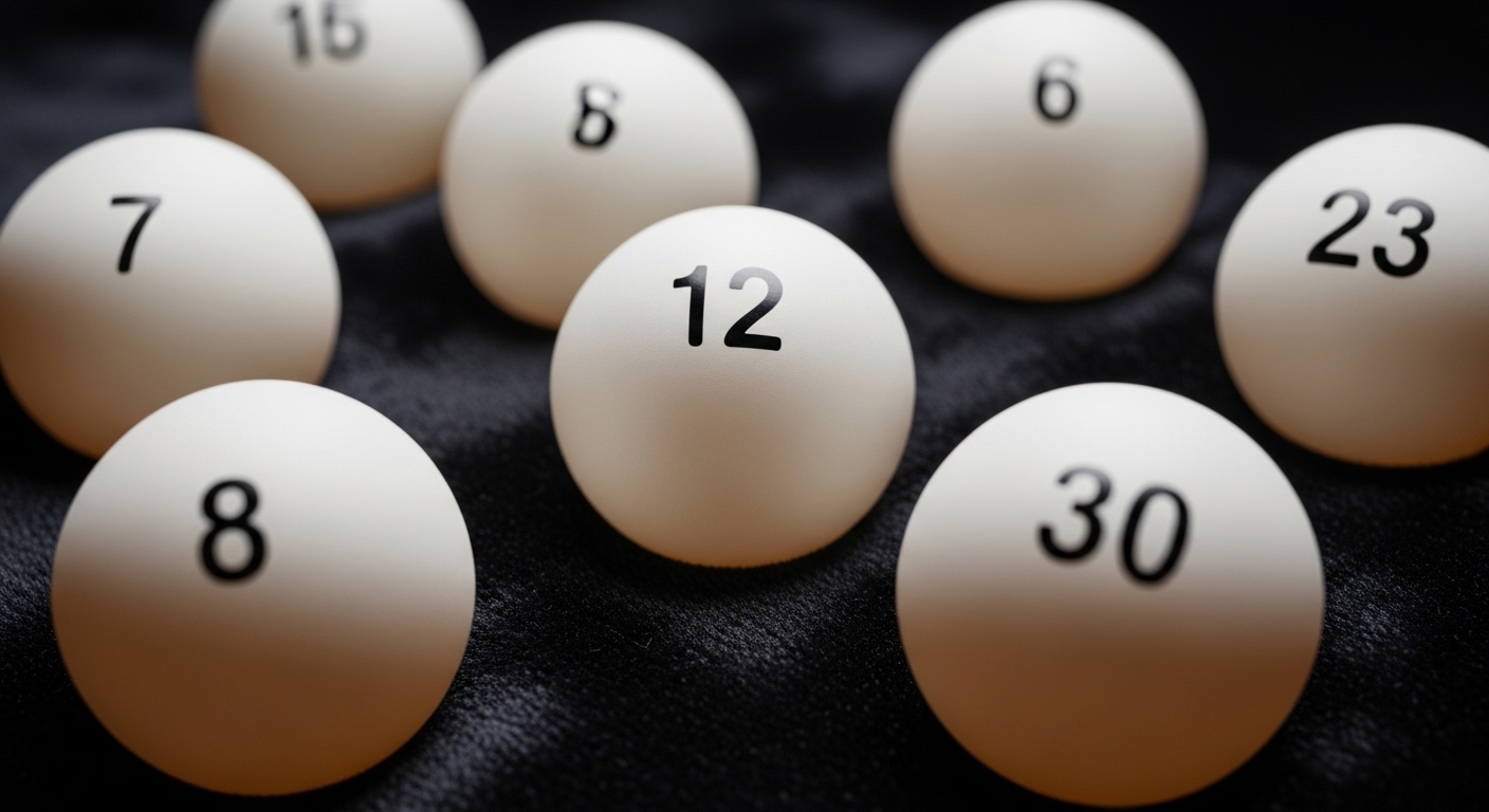 Numbered ping-pong balls close-up on dark surface
